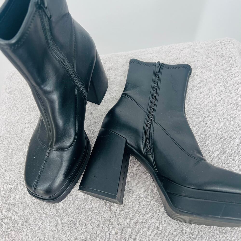 WILD FABLE Women's Black Vegan Leather Mid-calf Boots 9 Moto Goth Indy Rocker